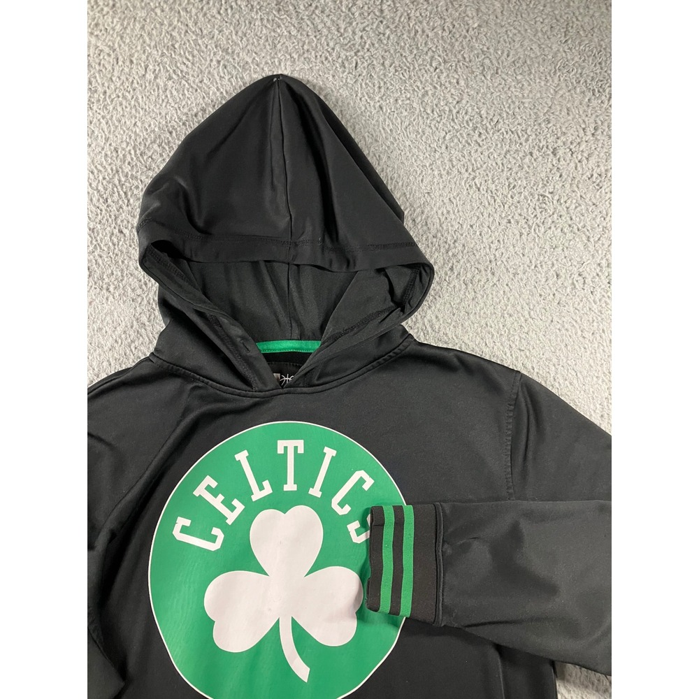 Retro y2k NBA Boston Celtics Hoodie M Black Shamrock Logo Performance Thrashed